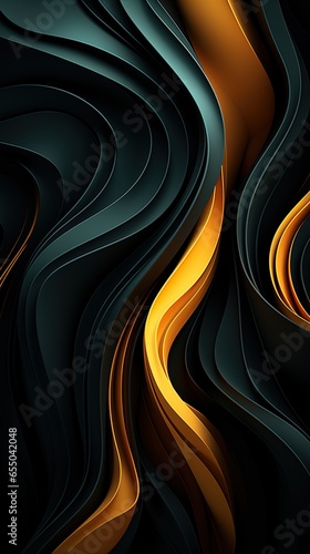 beautiful background wave with blue golden waves on dark blue, smartphone wallpaper
