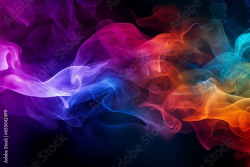 Colorful abstract smoke on dark universe background. Generative AI