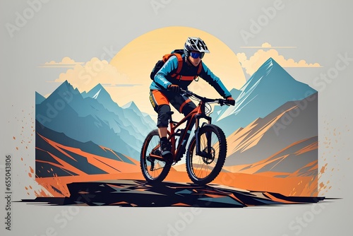 siluet mountain bike, created by ai generated photo