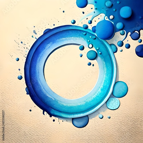 Blue Colored Watercolor Circle Splashes Isolated. Watercolor Circles or Spots Abstract Background. Design Element for Greeting Cards and Labels.Watercolor Splash with multilayered translucent effect.