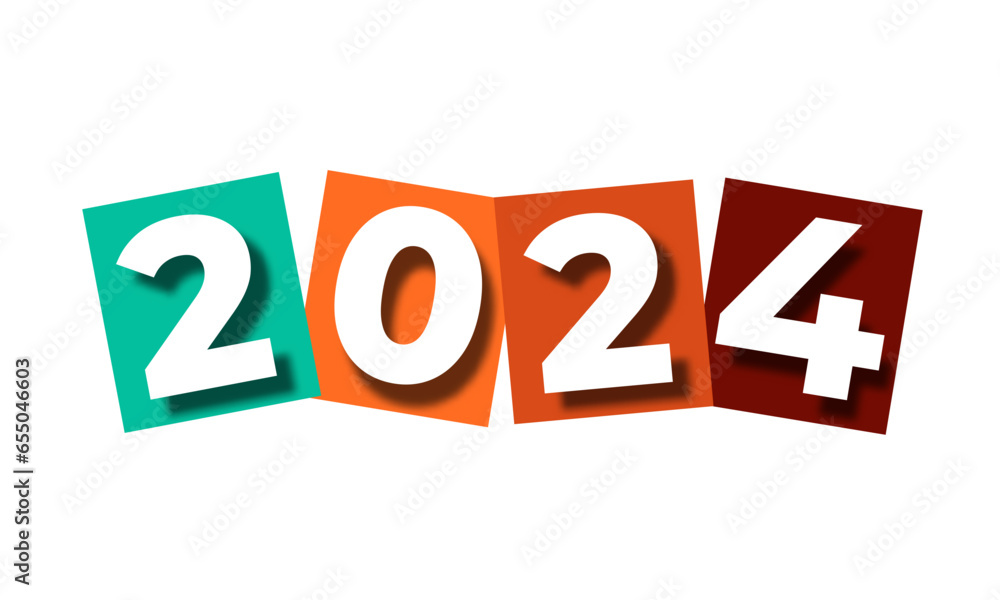 new year celebration 2024 colorful style isolated on white background for poster or banner template design new year celebration 2024 colorful style isolated on white background for poster or banner template design