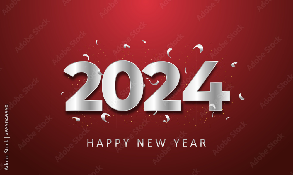 new year celebration 2024 with style number in silver shiny color on a dark red background for poster design new year celebration 2024 with style number in silver shiny color on a dark red background for poster design