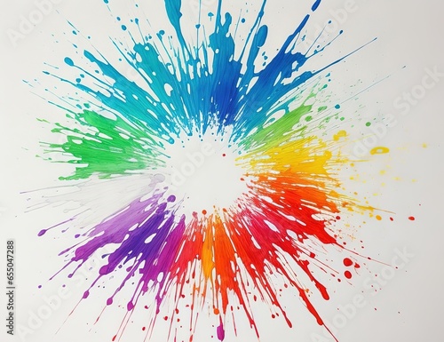 Explosión de pintura de diferentes colores sobre fondo blanco