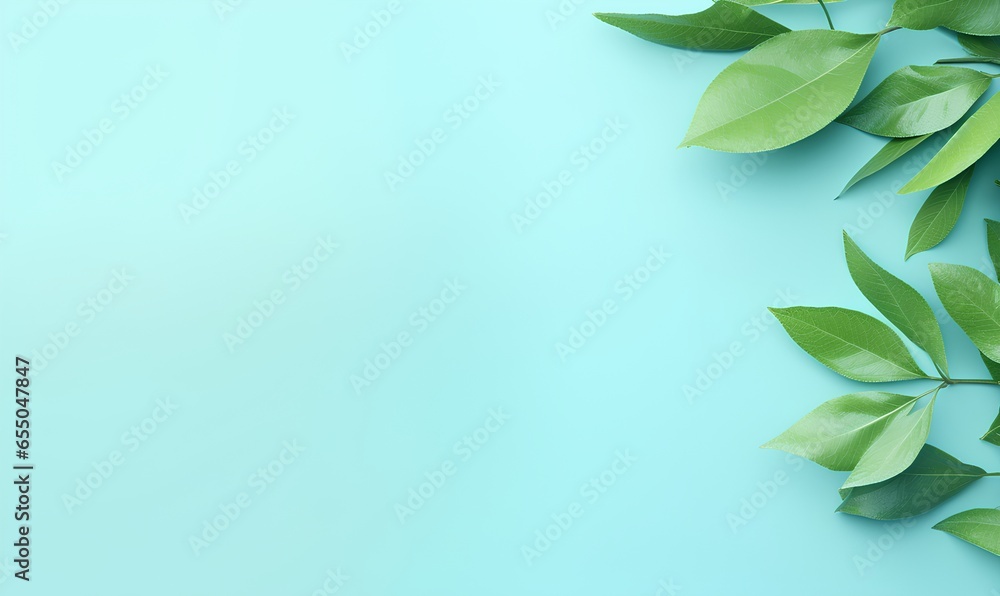 Fototapeta premium for text Green leaf decorations_ Generative AI