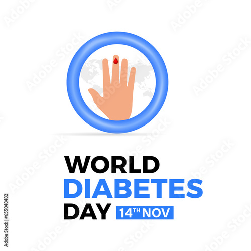 World diabetes day awareness poster banner background design with blue Background, banner, card, poster, template. Vector illustration.
