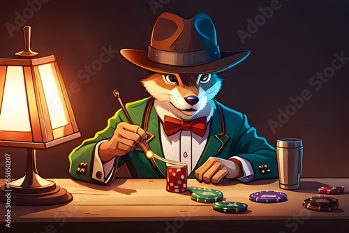 poker chipmunk cowboy drinks beer at speckled pink cyber pyramid, glowing, prismatic, pearlescent, shimmering, highly detailed, concept art, cinema lighting, digital painting, unreal engine, smooth, s photo