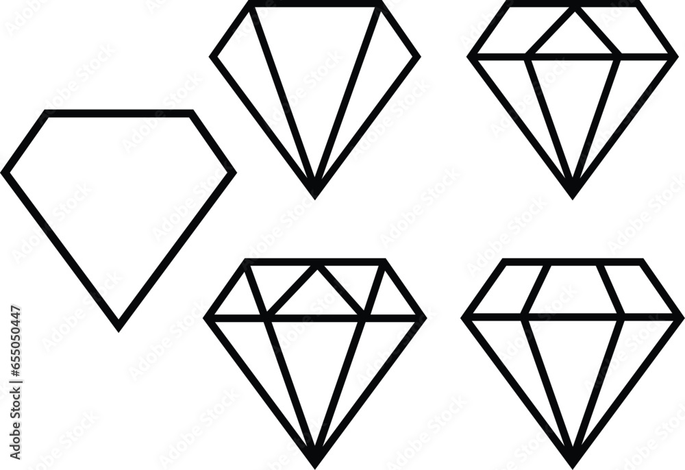 set of Diamond icons. Gaming, precious crystal stone line style sign for mobile concept and web design. Game diamond outline icons. Rich symbol, logo collection isolated on transparent background. set of Diamond icons. Gaming, precious crystal stone line style sign for mobile concept and web design. Game diamond outline icons. Rich symbol, logo collection isolated on transparent background.