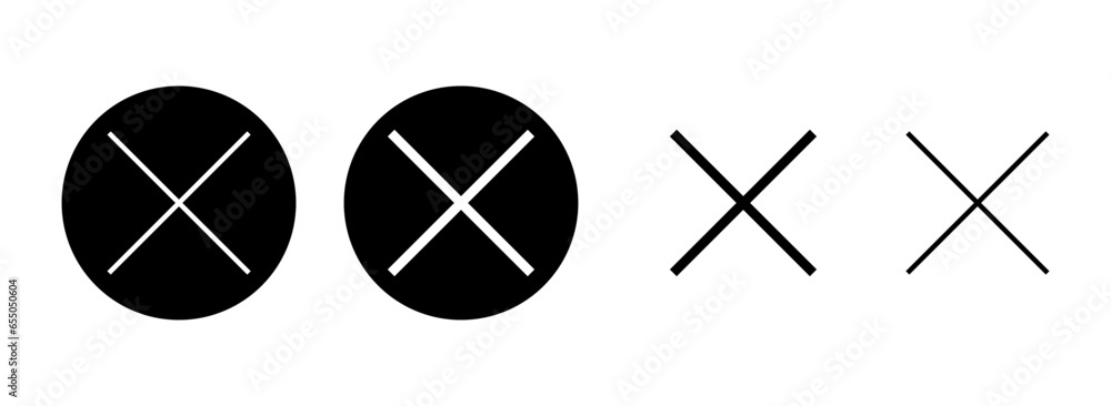 Close icon set illustration. Delete sign and symbol. cross sign Close icon set illustration. Delete sign and symbol. cross sign