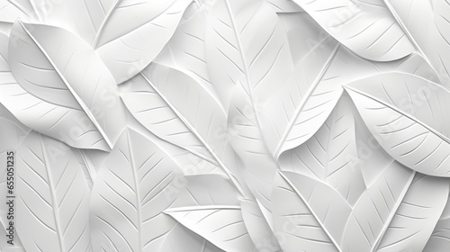 Wallpaper Mural White geometric leaves 3d tiles texture Background banner panorama Torontodigital.ca