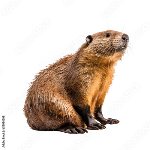Beaver isolated on white background.