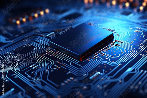 Technology background with macro image of microchip circuit