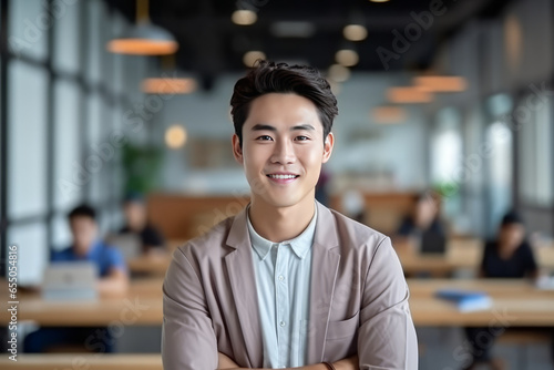 Asian young male happy smiling professional business generative ai