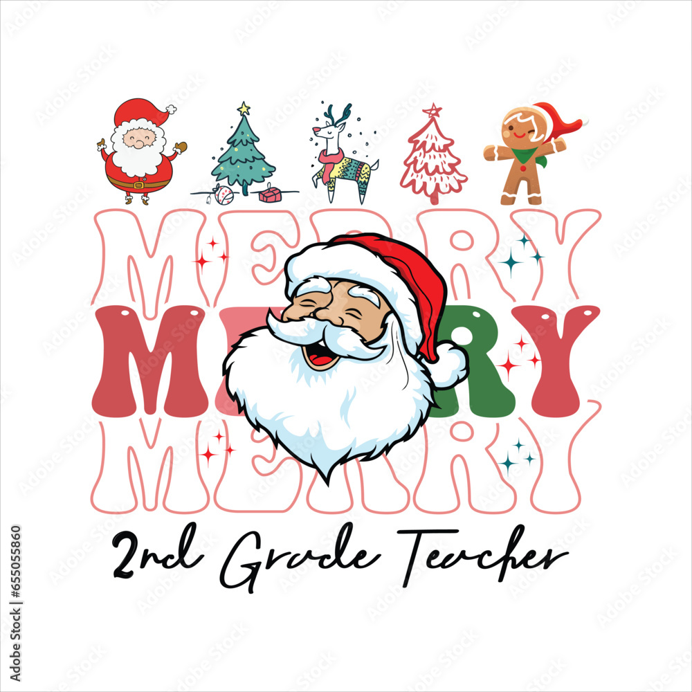 Christmas 2nd Grade Merry Teacher SVG Christmas 2nd Grade Merry Teacher SVG