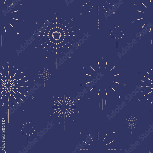 firework seamless pattern in night.Editable vector illustration for postcard,banner