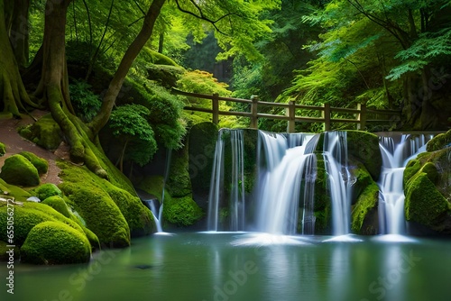 waterfall in the forest under the bridge  waterfall background  waterfall wallpaper  tropical waterfall  waterfall wildlife