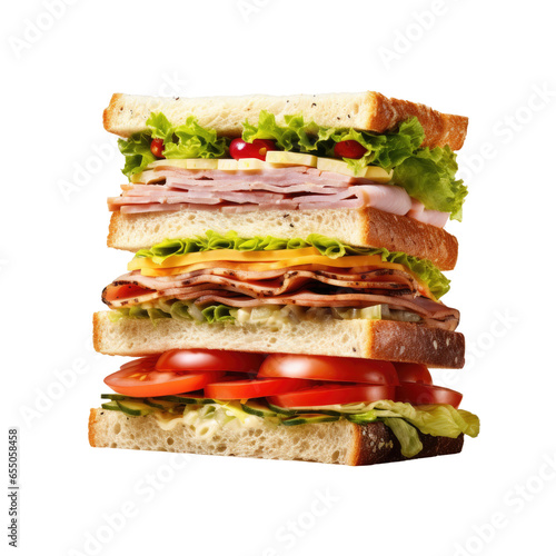 An ultra HD studio photo of Sandwiches, isolated on white, ultra textured, studio lighting, gourmandise