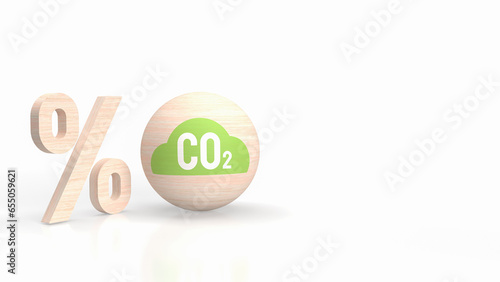 The Co2 icon on wood ball for ecological concept 3d rendering