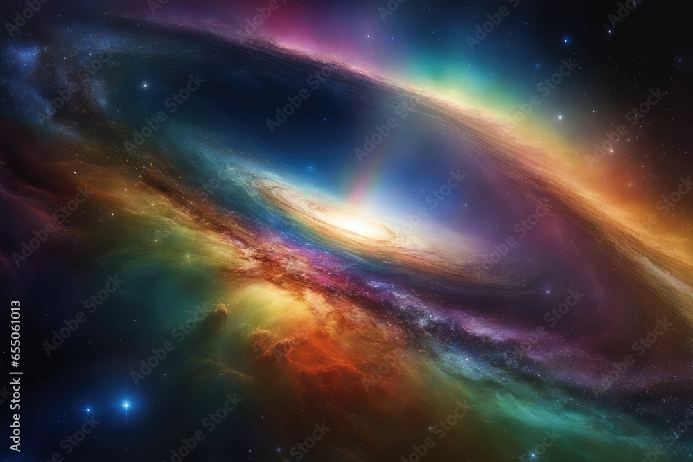 Spectrum infused celestial vista resembling a rainbow