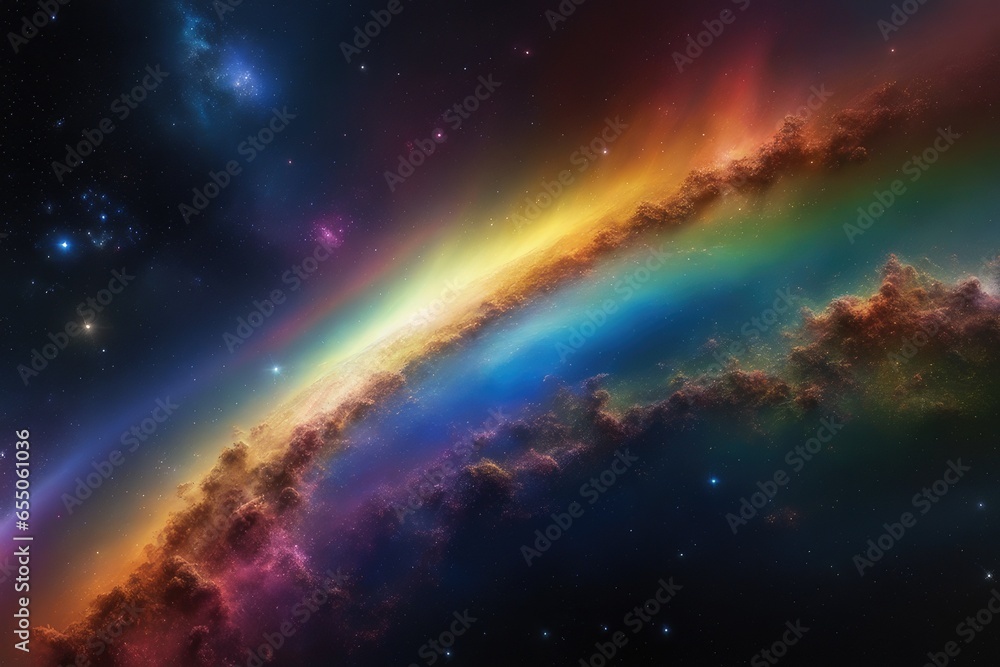 Diverse cosmic scene with rainbow colors