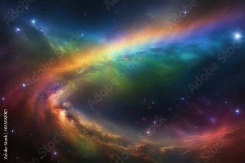 Mosaic astral backdrop resembling a rainbow