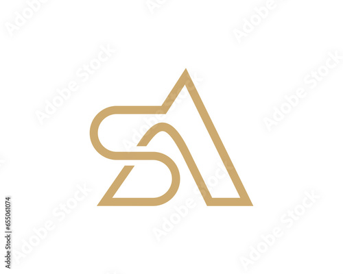 letter SA, AS line art logo design