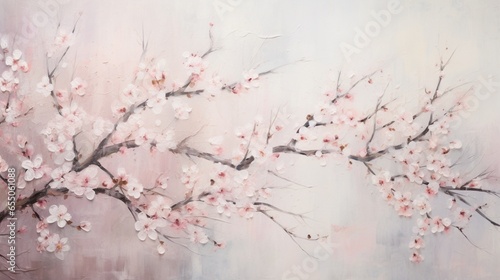 Fotografiet Sakura branches painted with pastel