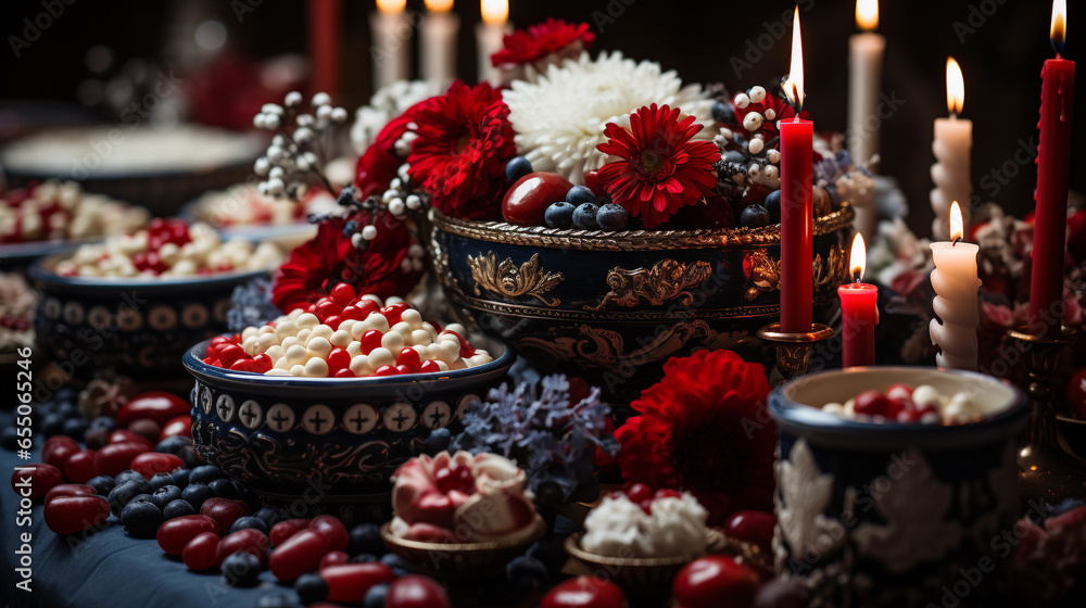 christmas candles on the table HD 8K wallpaper Stock Photographic Image