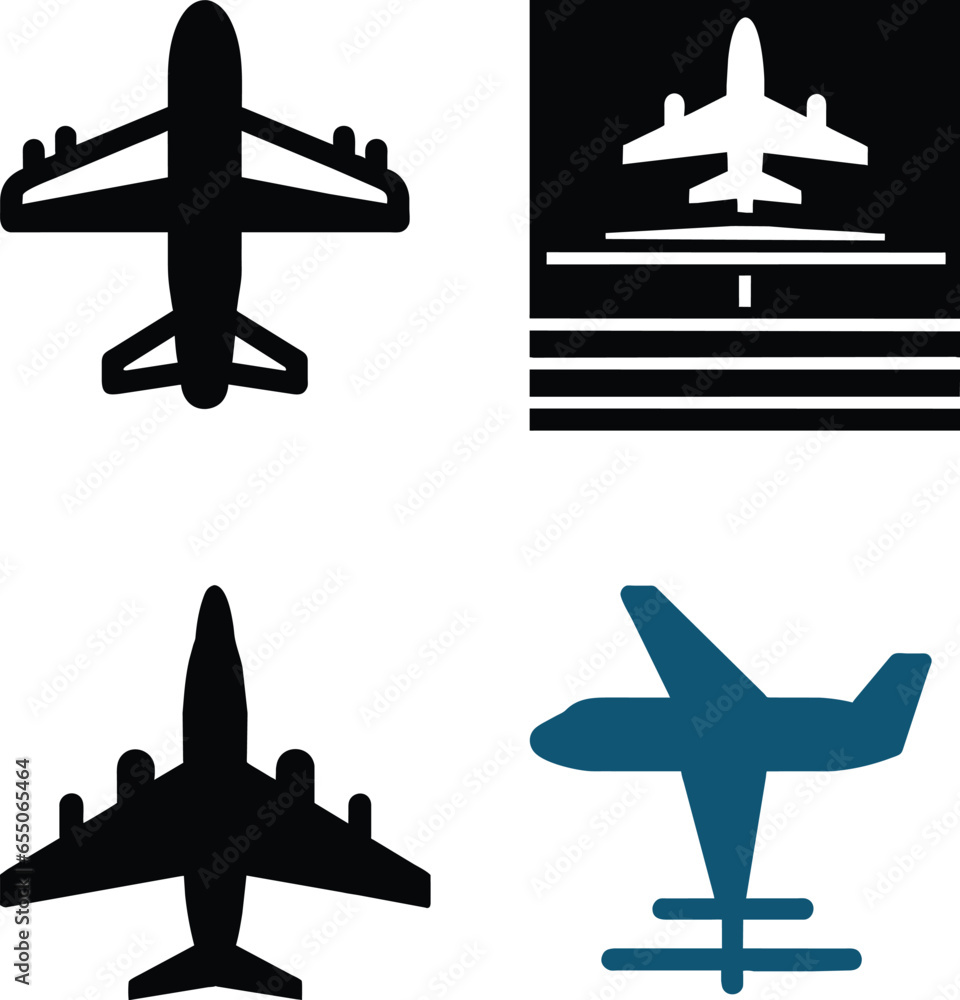 set of plane airport icon vector