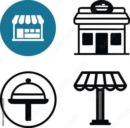 set of restaurant icon vector