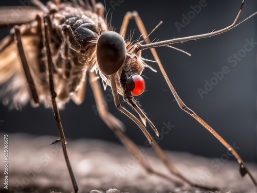 Macro photography of mosquitoes with blurred black background © Made