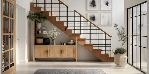 Railing tangga modern minimalis brown Metal staircase designs Elevate Your Home with Contemporary Brown Metal Stairs Ai Generative