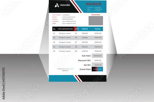Vector invoice minimal design template bill form business invoice accounting