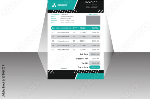 Vector invoice minimal design template bill form business invoice accounting