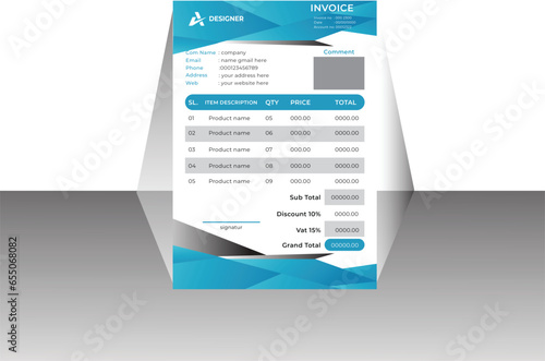 Vector invoice minimal design template bill form business invoice accounting