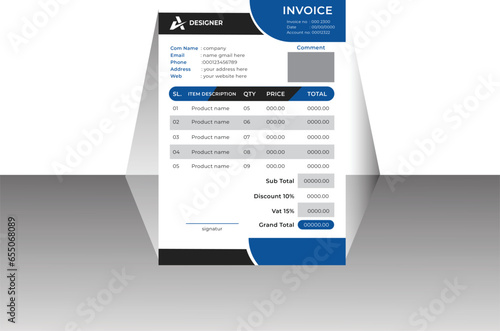 Vector invoice minimal design template bill form business invoice accounting