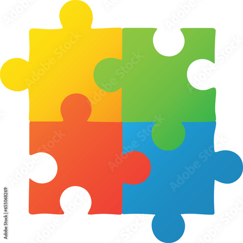 Digital png illustration of colourful puzzle elements on transparent background