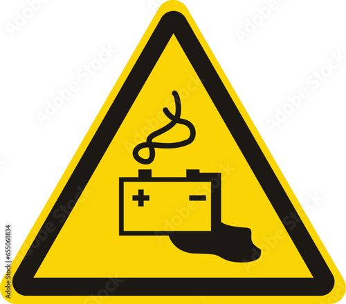 Warning battery charging sign. Vector illustration