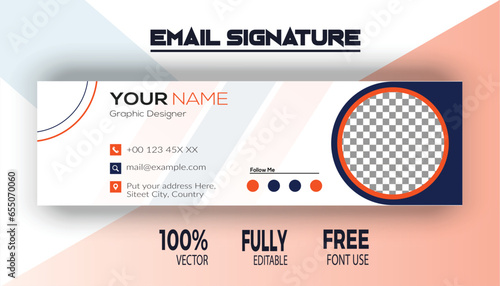 Colorful Email Signatures Template Vector Design, Email Footer, and Personal Social Media Cover, a modern banner template design for web and mobile websites