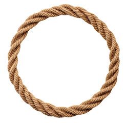 Circle made from nautical rope transparent on white background