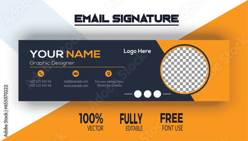 Colorful Email Signatures Template Vector Design, Email Footer, and Personal Social Media Cover, a modern banner template design for web and mobile websites