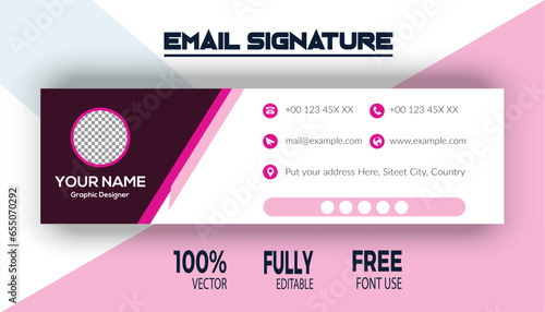 Colorful Email Signatures Template Vector Design, Email Footer, and Personal Social Media Cover, a modern banner template design for web and mobile websites