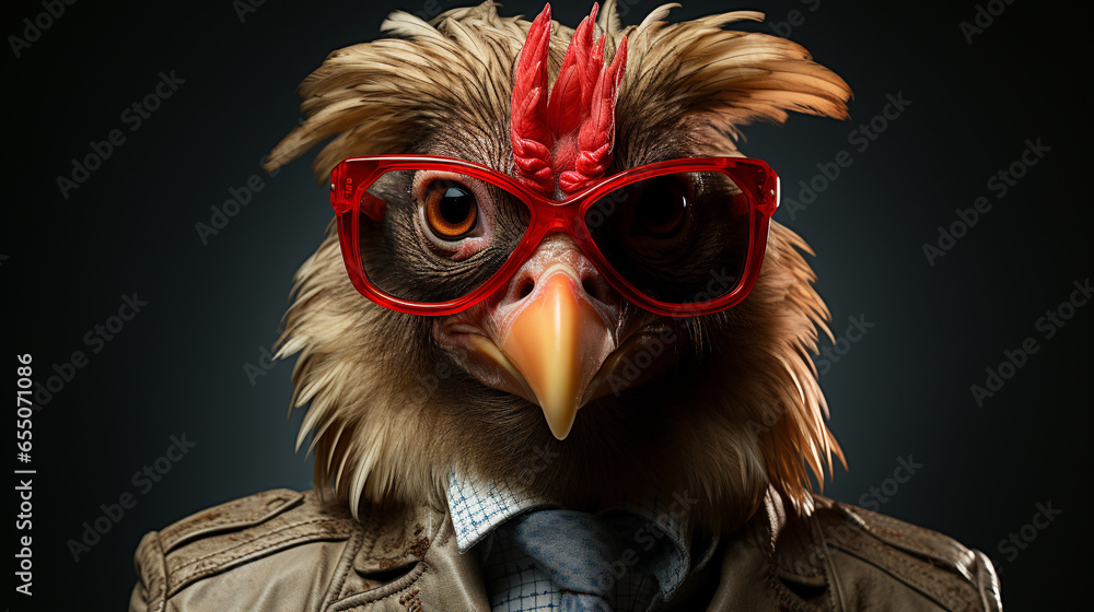 portrait of a rooster HD 8K wallpaper Stock Photographic Image