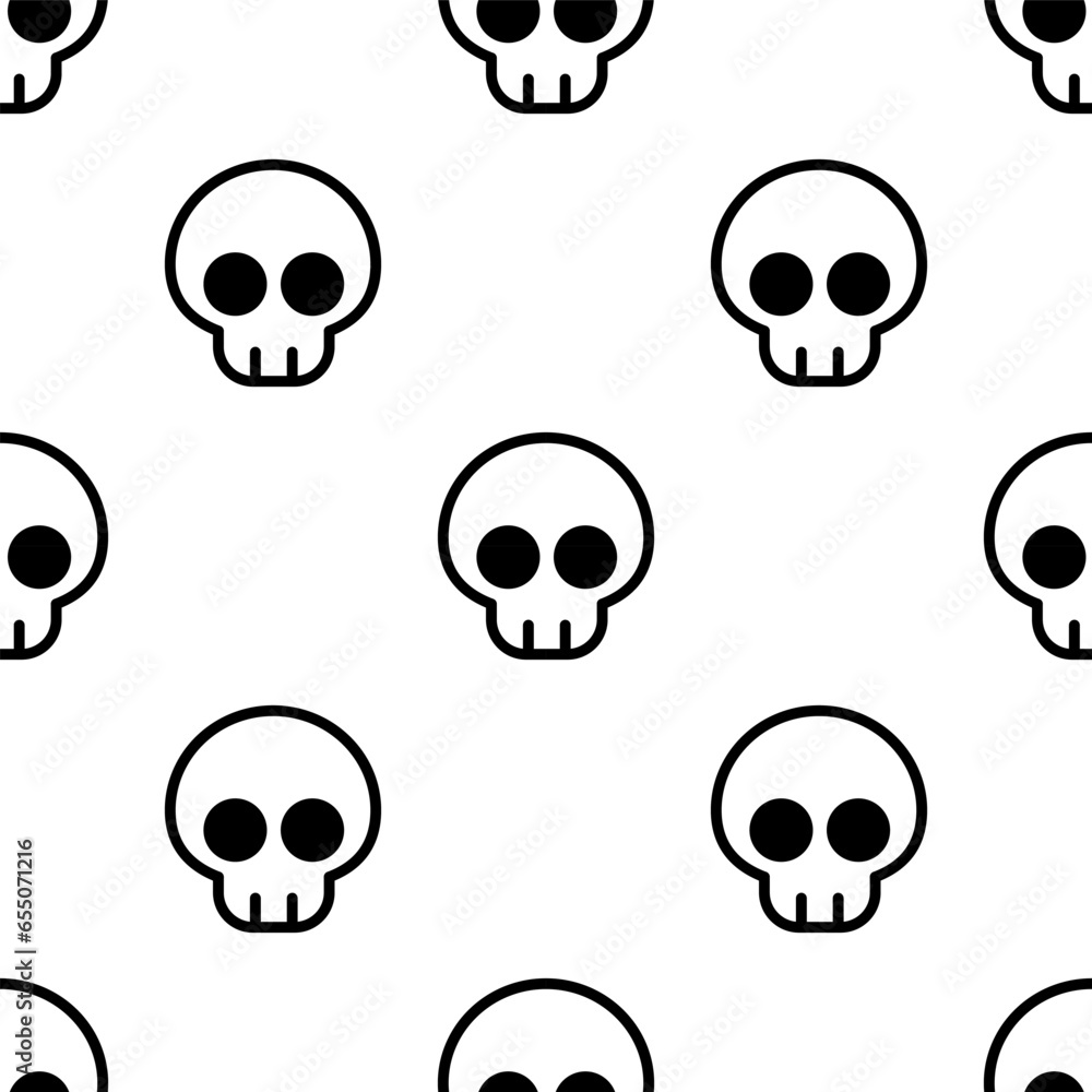 Fototapeta premium Cute cartoon skull seamless pattern background.