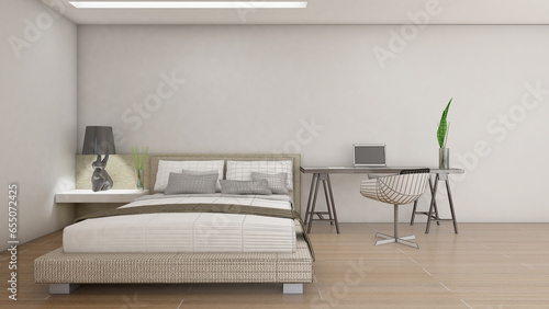 Bedroom of the home.a combination of line drawings and color. 3d rendering