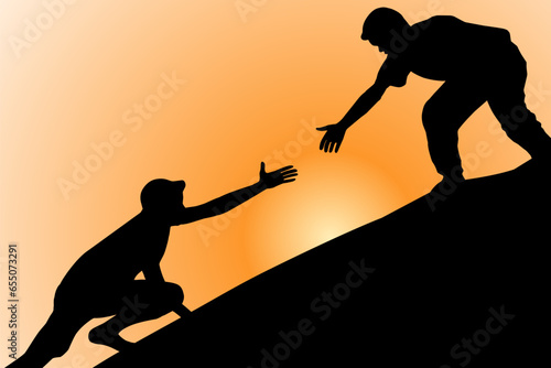 vector illustration of the silhouette of a person helping