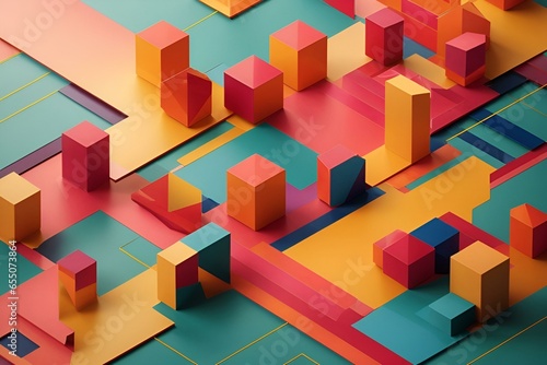 an abstract vector illustration of intersecting colorful geometric shapes.