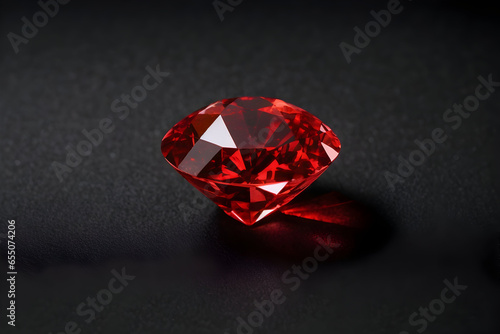  Red diamond on black fabric background