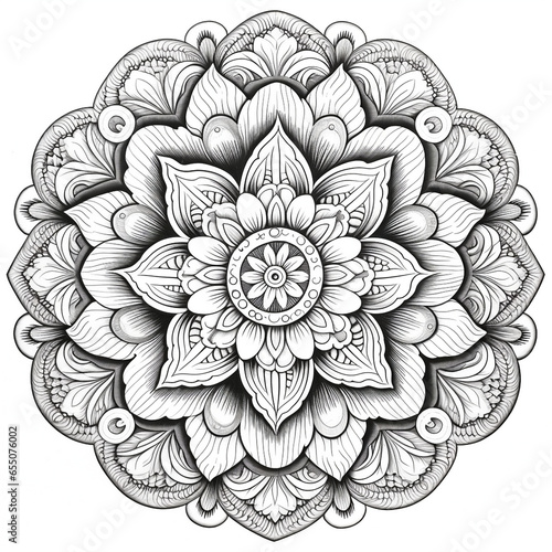 Mandala style floral adult coloring book