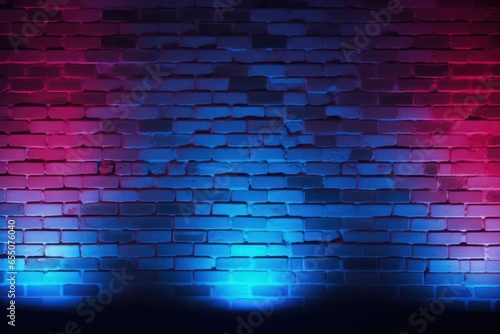 Neon light on brick walls wallpaper background