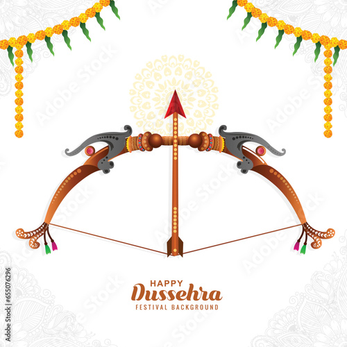 Happy dussehra card with bow and arrow